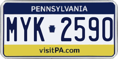 PA license plate MYK2590