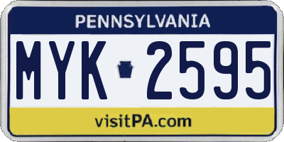 PA license plate MYK2595