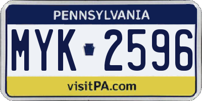 PA license plate MYK2596