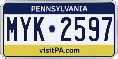 PA license plate MYK2597