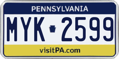 PA license plate MYK2599
