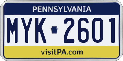 PA license plate MYK2601