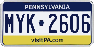 PA license plate MYK2606