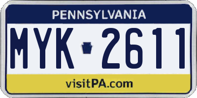 PA license plate MYK2611