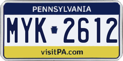 PA license plate MYK2612