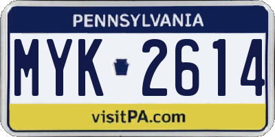 PA license plate MYK2614
