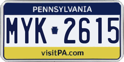 PA license plate MYK2615