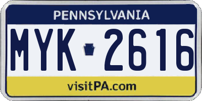 PA license plate MYK2616