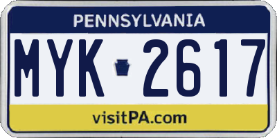 PA license plate MYK2617
