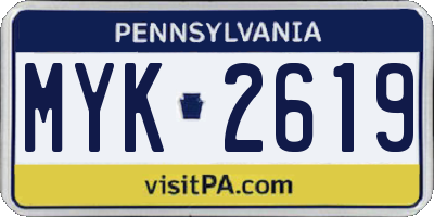 PA license plate MYK2619