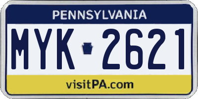 PA license plate MYK2621