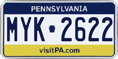 PA license plate MYK2622