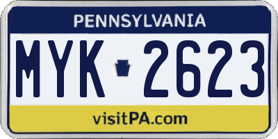 PA license plate MYK2623