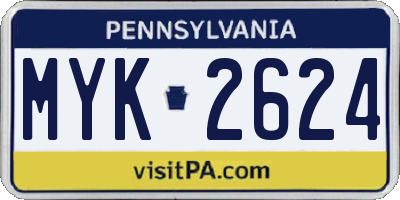 PA license plate MYK2624