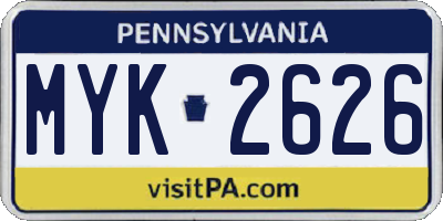 PA license plate MYK2626