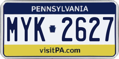PA license plate MYK2627