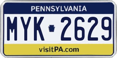 PA license plate MYK2629