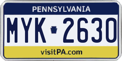 PA license plate MYK2630