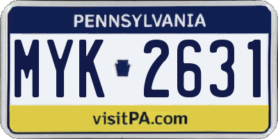 PA license plate MYK2631