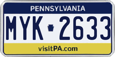 PA license plate MYK2633