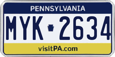 PA license plate MYK2634