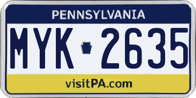 PA license plate MYK2635