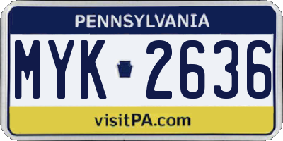 PA license plate MYK2636