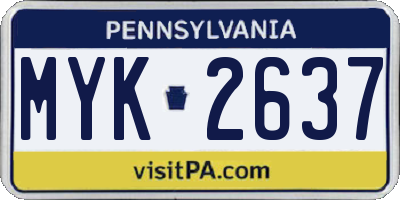 PA license plate MYK2637
