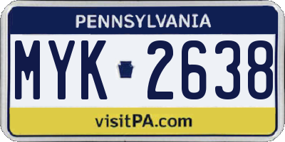 PA license plate MYK2638