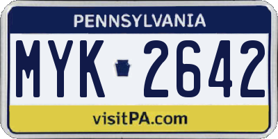 PA license plate MYK2642