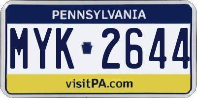 PA license plate MYK2644