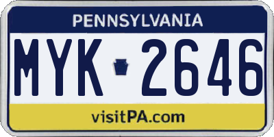 PA license plate MYK2646