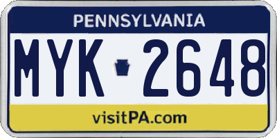 PA license plate MYK2648