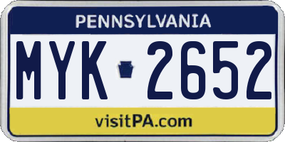 PA license plate MYK2652