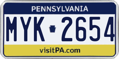 PA license plate MYK2654