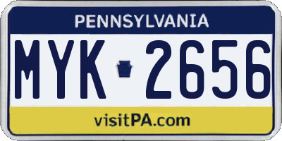 PA license plate MYK2656