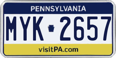 PA license plate MYK2657