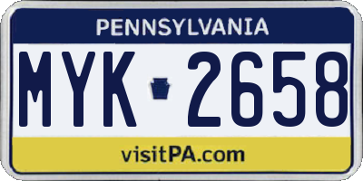 PA license plate MYK2658