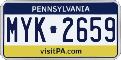 PA license plate MYK2659