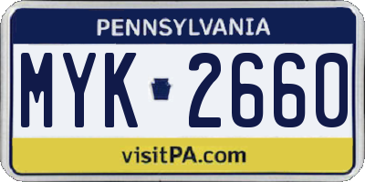 PA license plate MYK2660