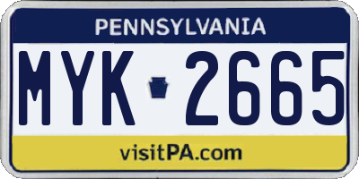 PA license plate MYK2665