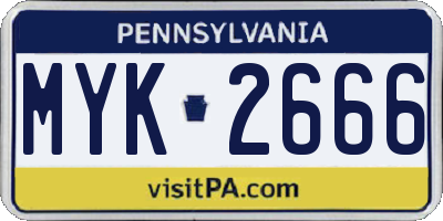 PA license plate MYK2666