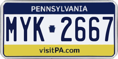 PA license plate MYK2667