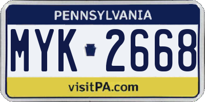 PA license plate MYK2668