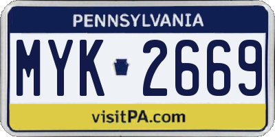 PA license plate MYK2669