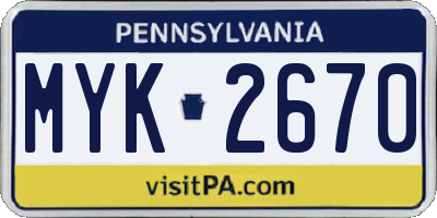 PA license plate MYK2670