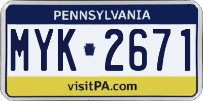 PA license plate MYK2671