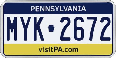 PA license plate MYK2672