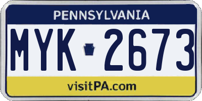 PA license plate MYK2673