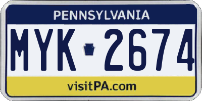 PA license plate MYK2674